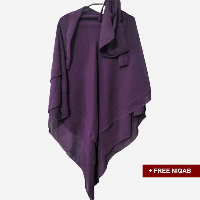 Single Layer Khimar with Free Niqab - Design Code: SLK-0008