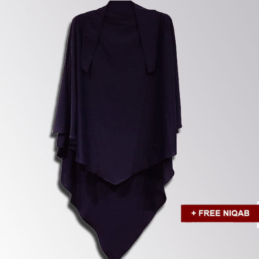 Single Layer Khimar with Free Niqab - Design Code: SLK-0018