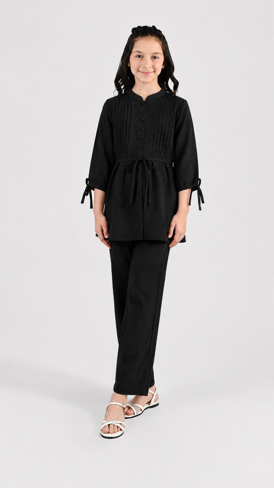 2-Piece Co-ord Set for Kids - Belted Design Long Shirt + Trouse  (LA-BA-0001)