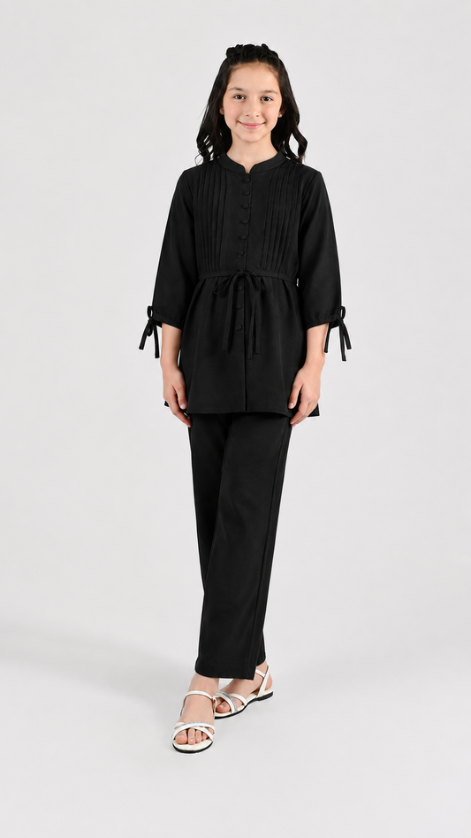 2-Piece Co-ord Set for Kids - Belted Design Long Shirt + Trouse  (LA-BA-0001)