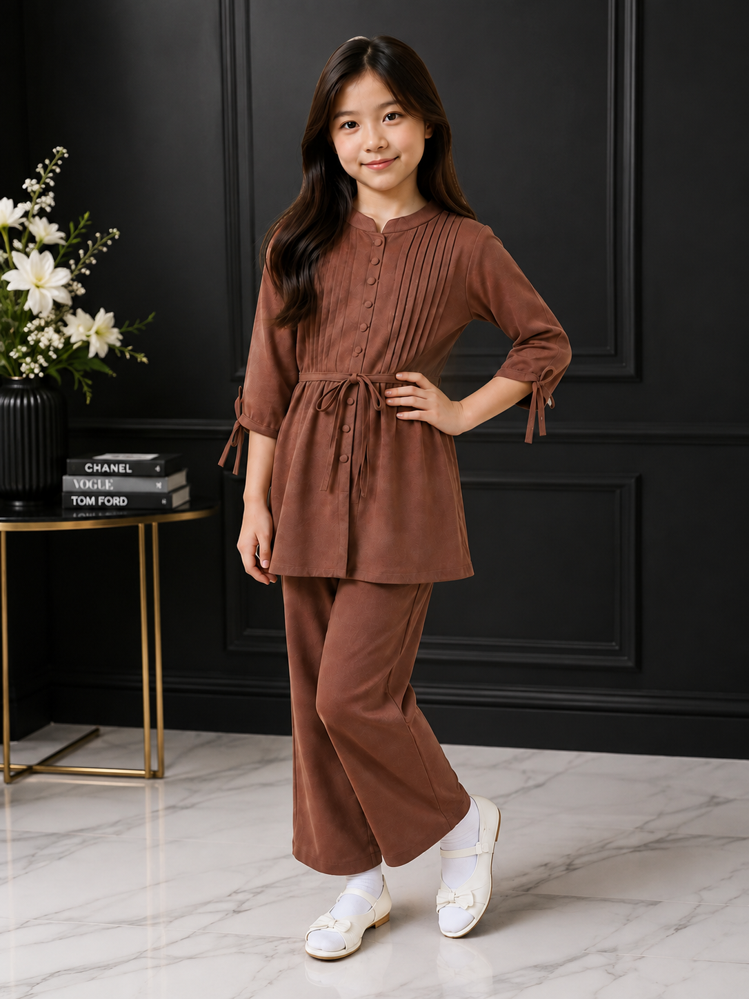 2-Piece Co-ord Set for Kids - Belted Design Long Shirt + Trouse  (LA-BA-005)