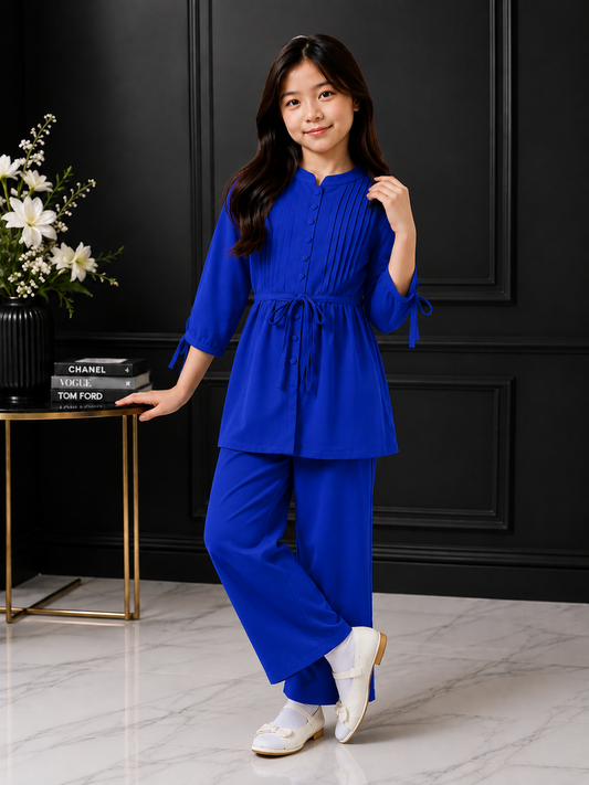 2-Piece Co-ord Set for Kids - Belted Design Long Shirt + Trouse  (LA-BA-0002)