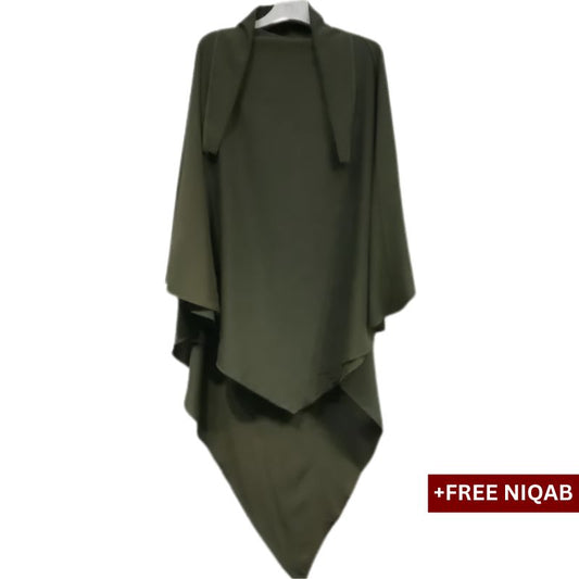 Single Layer Khimar with Free Niqab - Design Code: SLK-0022