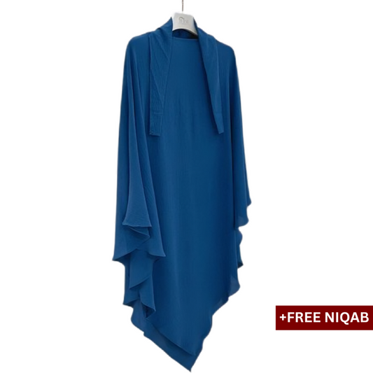 Single Layer Khimar with Free Niqab - Design Code: SLK-0032