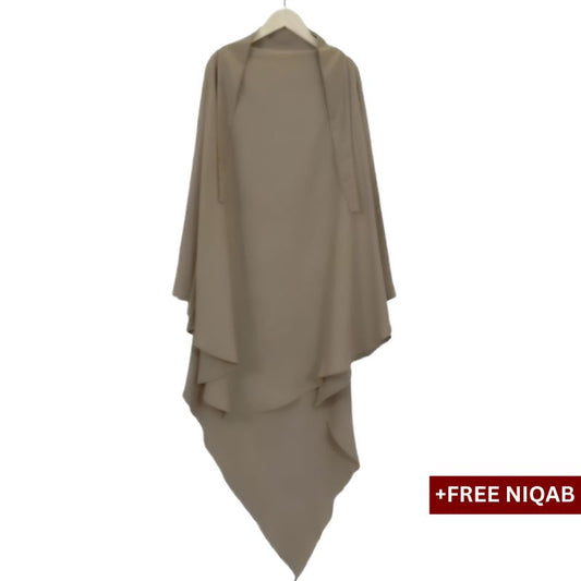 Single Layer Khimar with Free Niqab - Design Code: SLK-0025