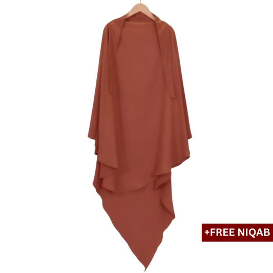 Single Layer Khimar with Free Niqab - Design Code: SLK-0026
