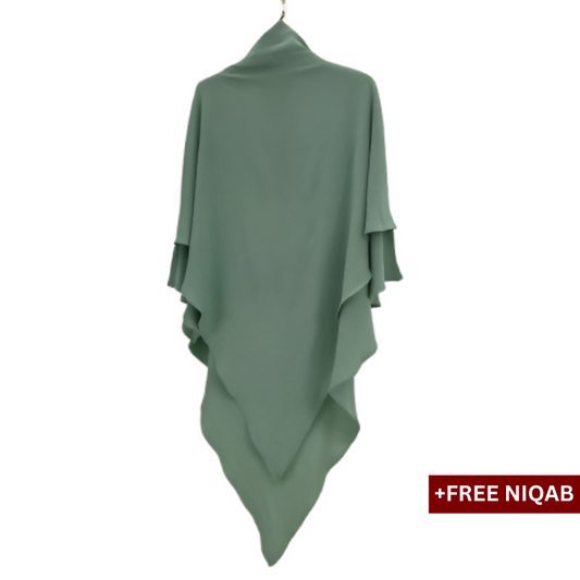 Single Layer Khimar with Free Niqab - Design Code: SLK-0030