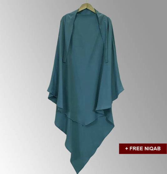 Single Layer Khimar with Free Niqab - Design Code: SLK-0015