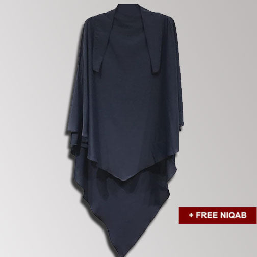 Single Layer Khimar with Free Niqab - Design Code: SLK-0017