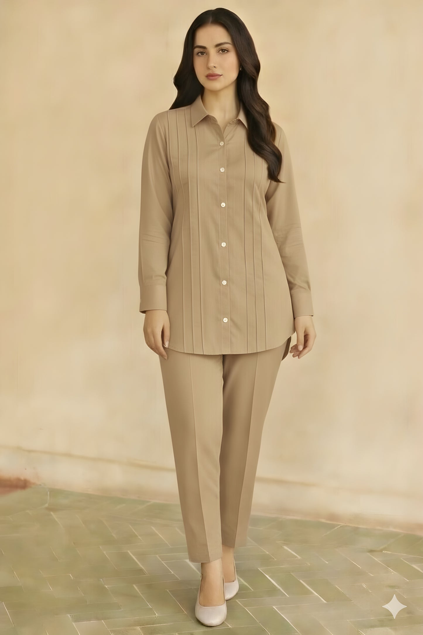 Women’s Co-Ord Set - Long Shirt + Trouser Two Piece Outfit (LD-WS001)